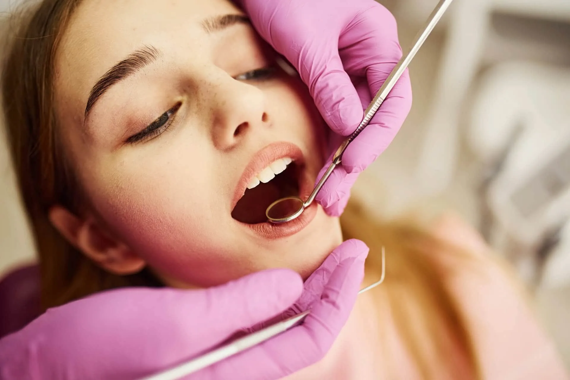 A woman with her mouth open